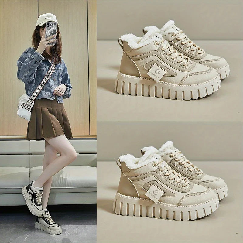 2026 New Winter woman boots  Fashionable Versatile High Top Shoes Thick Soled Casual Comfortable Women's Shoes