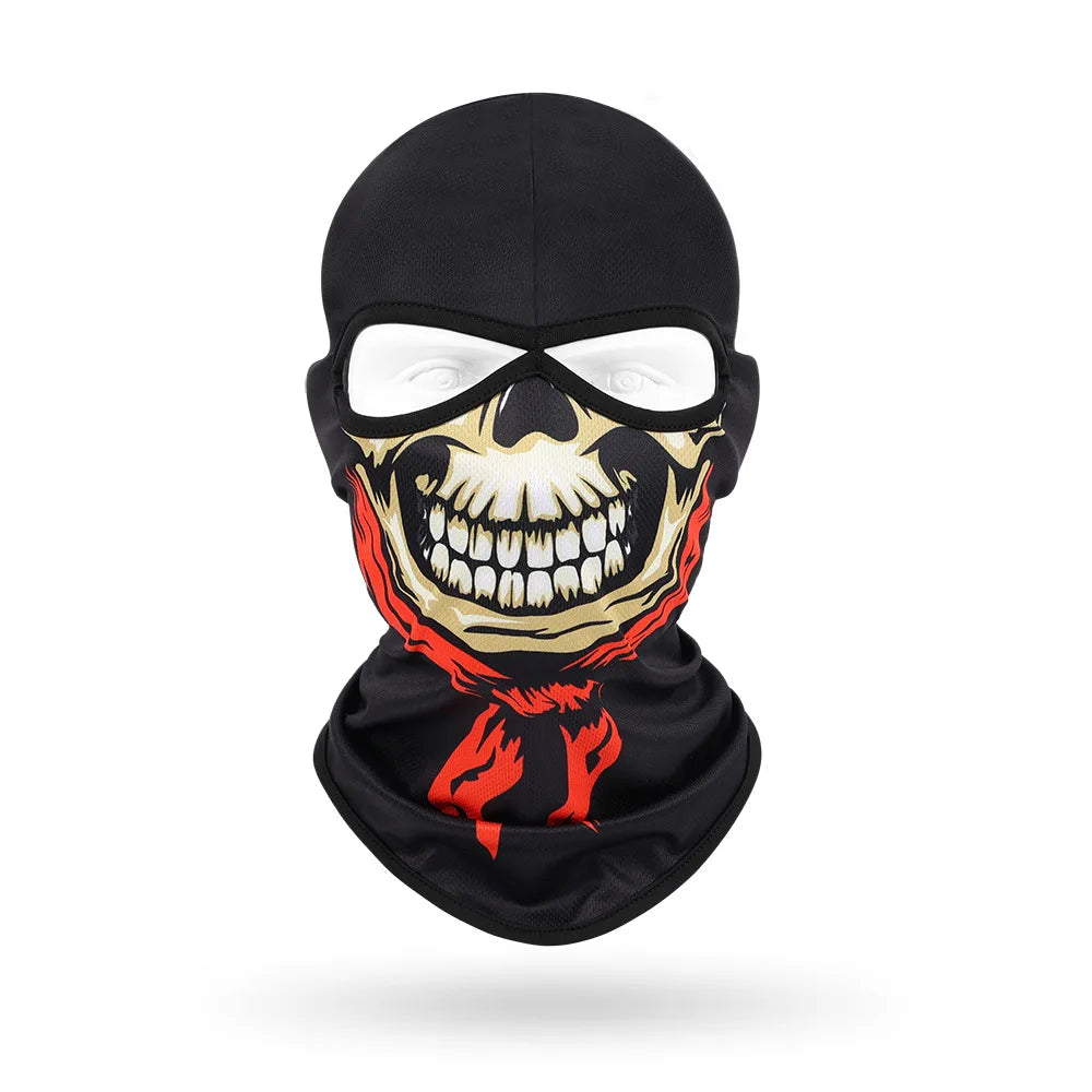 2 Holes Skull Balaclava Outdoor Motorcycle Riding Face Mask Windproof Caps Rider Head Cover Ski Masks MTB Bicycle Headgear