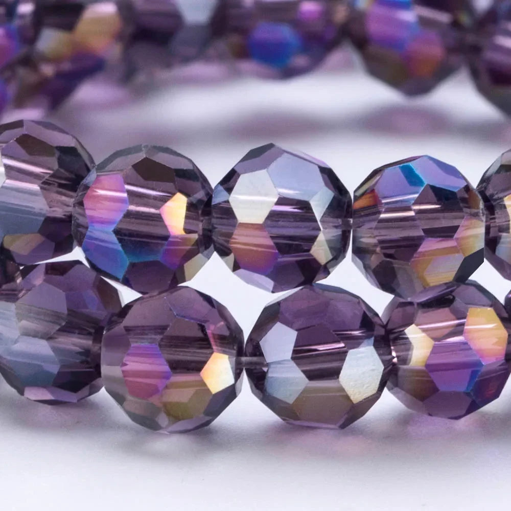 3 4 6 8mm Round Crystal Beads Faceted Colorful Glass Beads Loose Spacer Bead for Jewerly Making Needlework Bracelet Necklace DIY