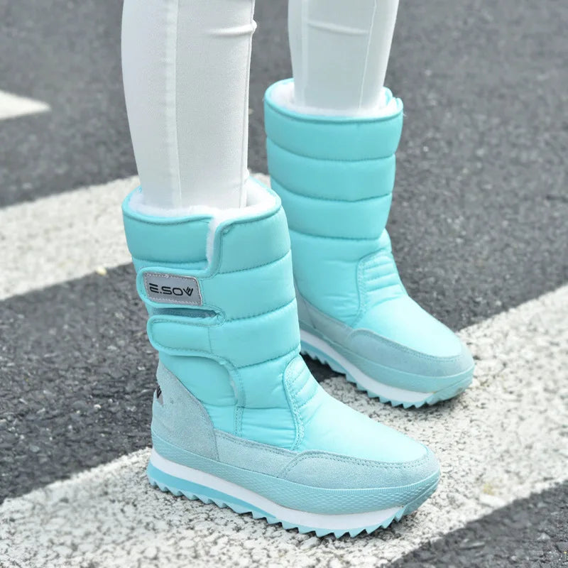 Winter Thick Women's Snow Boots Warm Plush Mid-calf Boots Non Slip Waterproof Platform botas invierno mujer Casual White Shoes