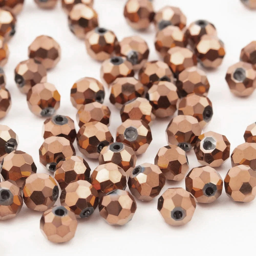3 4 6 8mm Round Crystal Beads Faceted Colorful Glass Beads Loose Spacer Bead for Jewerly Making Needlework Bracelet Necklace DIY
