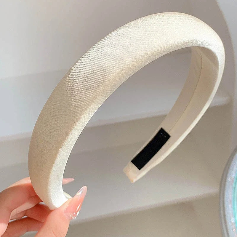 New Korean Style Sponge Headband for Women Elegant Gold Label Blue Wide Brimmed Hair Band Fashion Girl Face Wash Hair Hoop