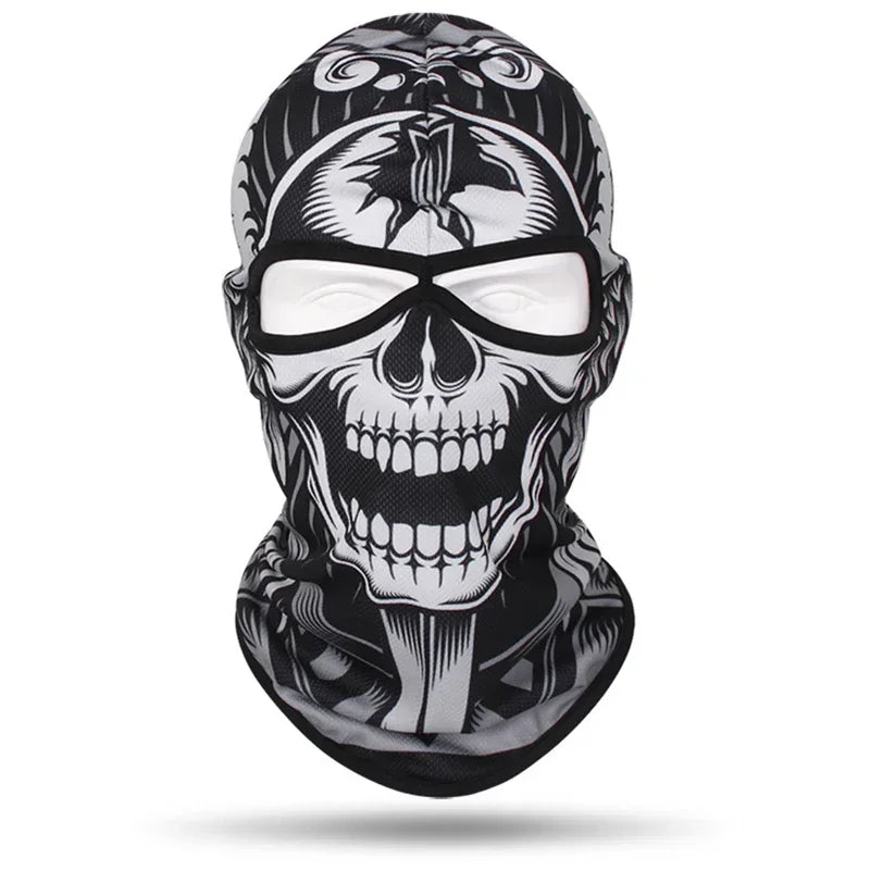 2 Holes Skull Balaclava Outdoor Motorcycle Riding Face Mask Windproof Caps Rider Head Cover Ski Masks MTB Bicycle Headgear