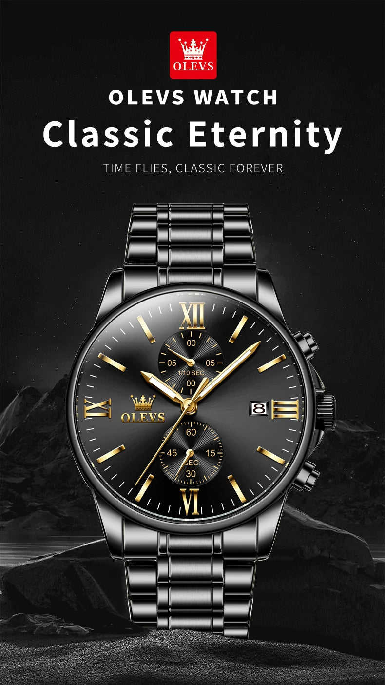 OLEVS 2886 Mens Watch Business Luxury Quartz Watch Waterproof Luminous Watch For Man  Multifunctional Chronograph Watch Original