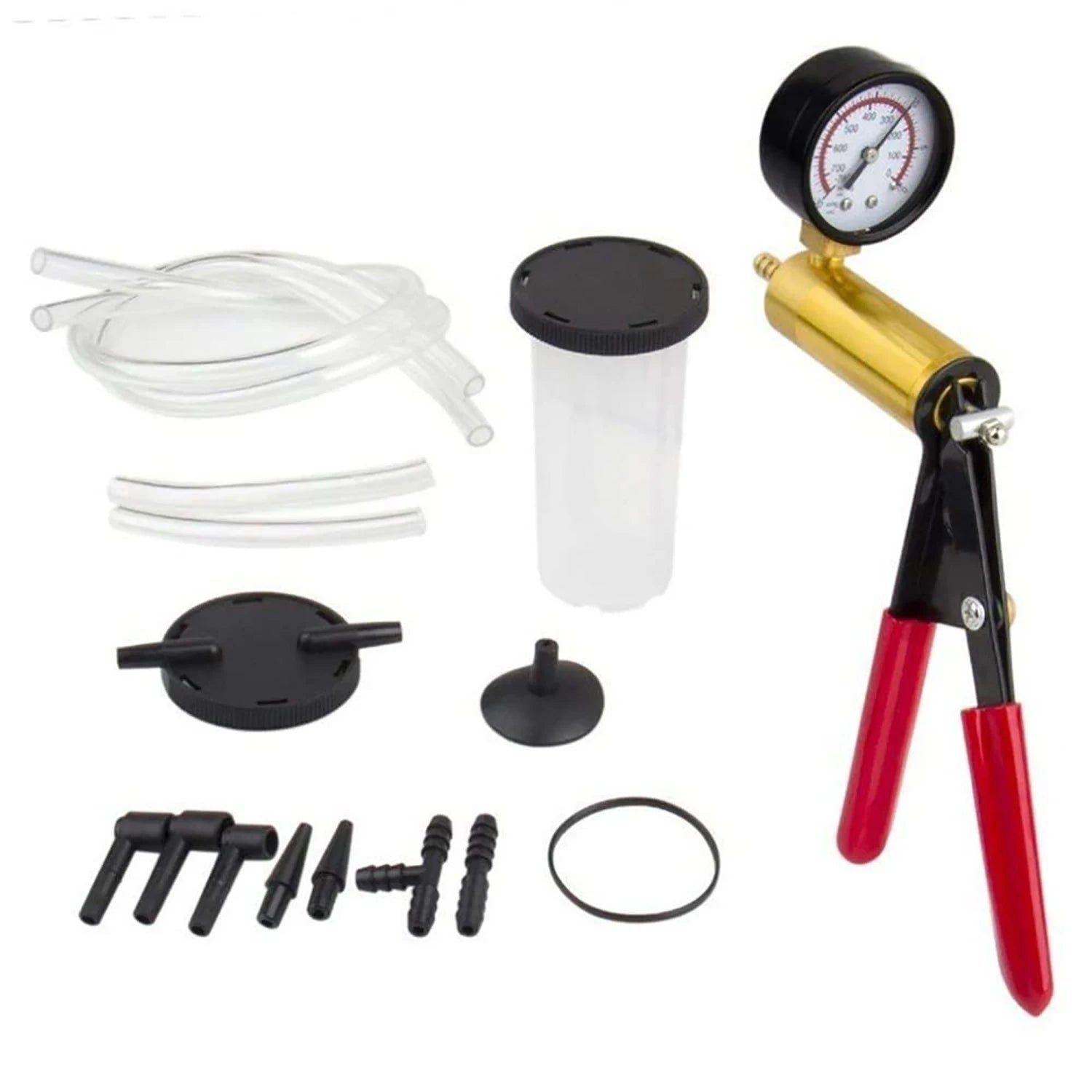 2 in 1 Brake Bleeder Kit Hand held Vacuum Pump Test Set for Automotive with Protected Case,One-Man Brake Clutch Bleeding System