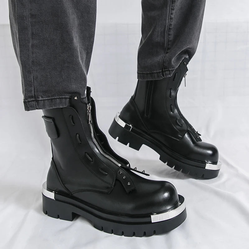 Winter Men Business Chelsea Shoes Black Men Long-sleeved Thick-soled Anti-slip Brand Warm Boots Outdoor Training Boots Men