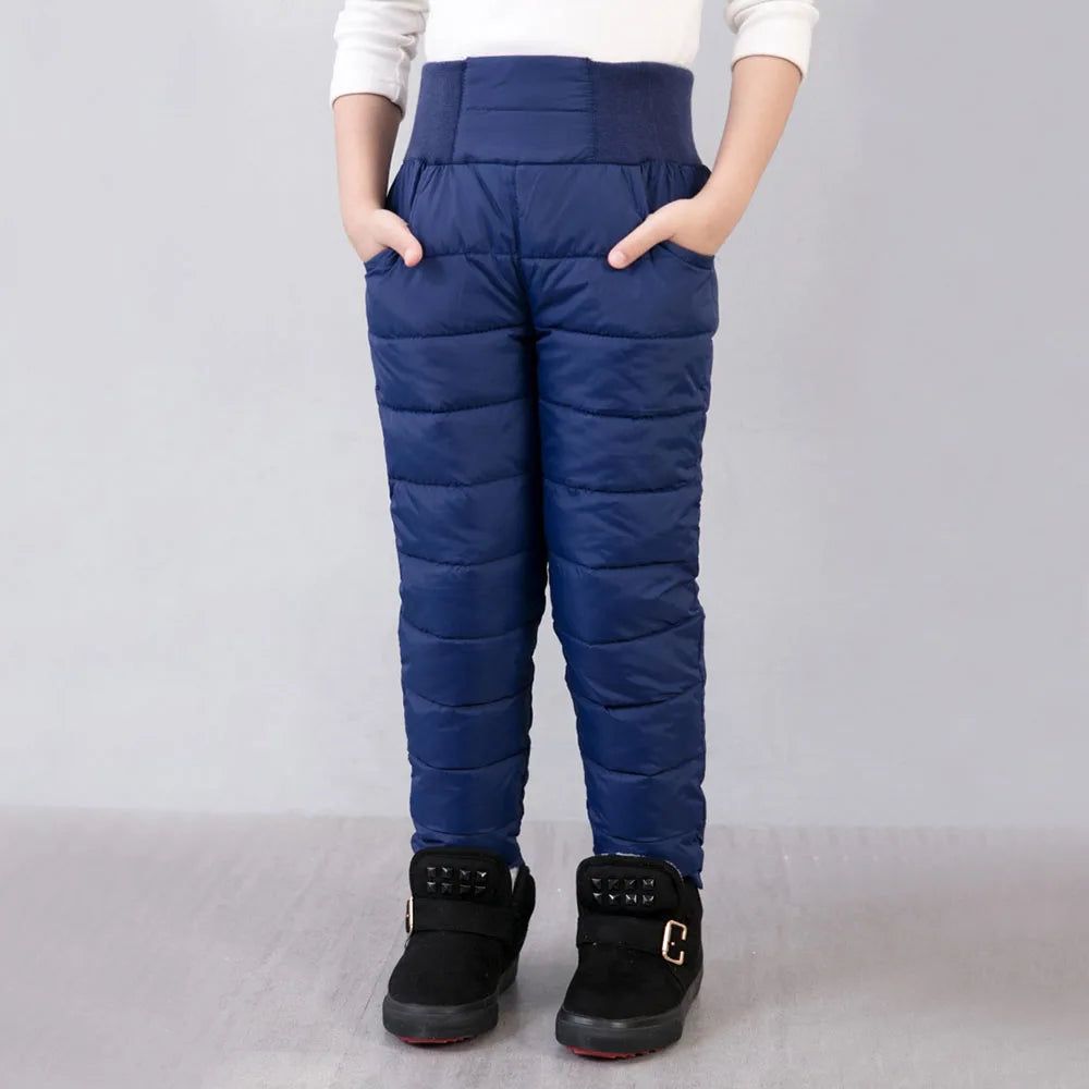 Boys and Girls Winter Clothes High Waist Cotton Padded Thick Warm Trousers Kids Waterproof Ski Pants 2-12 Years
