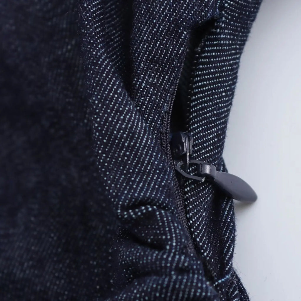 ETJ 2026  Spring New 1975 series denim MIDI dress with lapel side zipper fashion wrinkle waist slim elegant dress