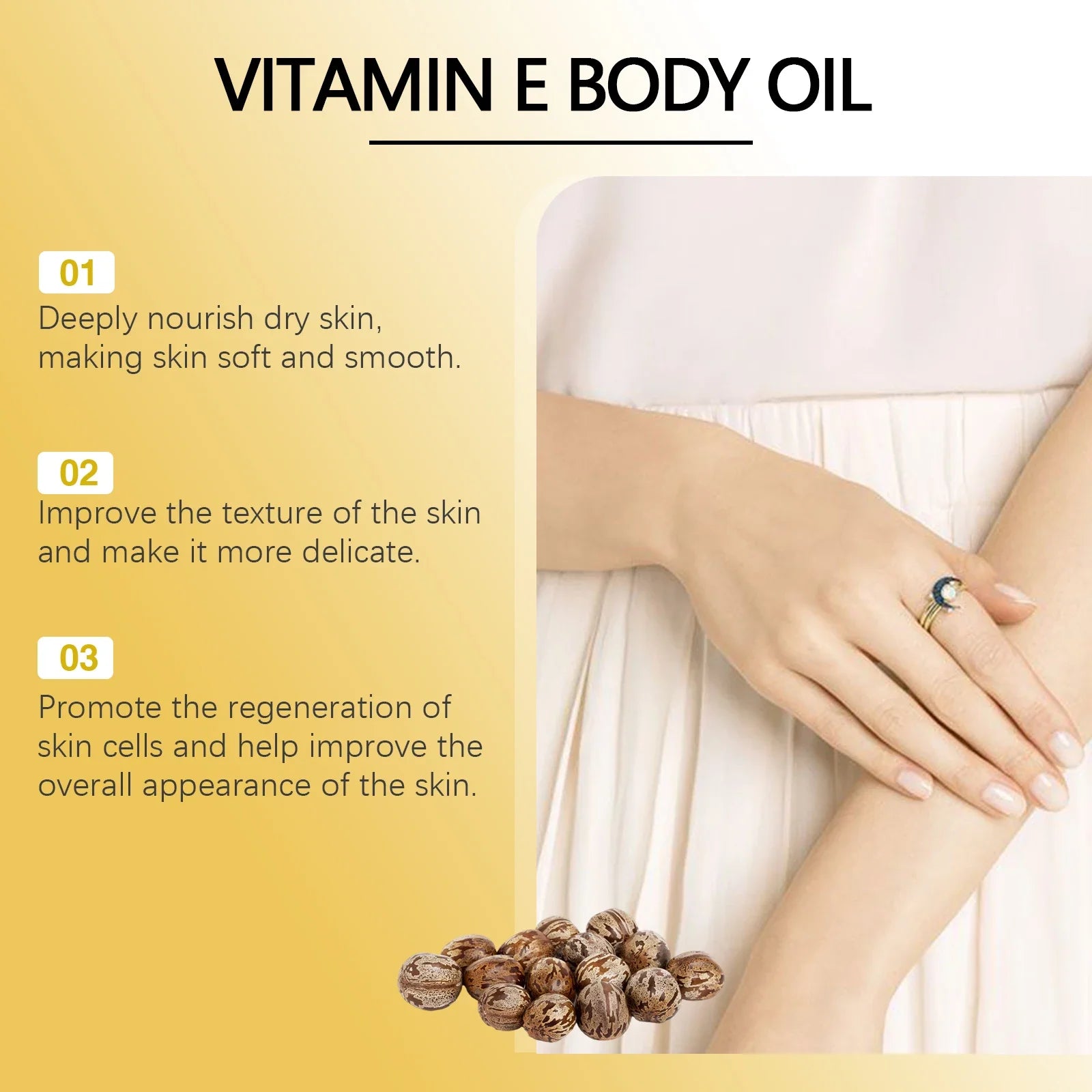 Vitamin E Body Care Oil Massage Spa Long-Lasting Fragrance Lifting Tighten Weight Loss DIY Smoothing Skin Essential Oils 100ml
