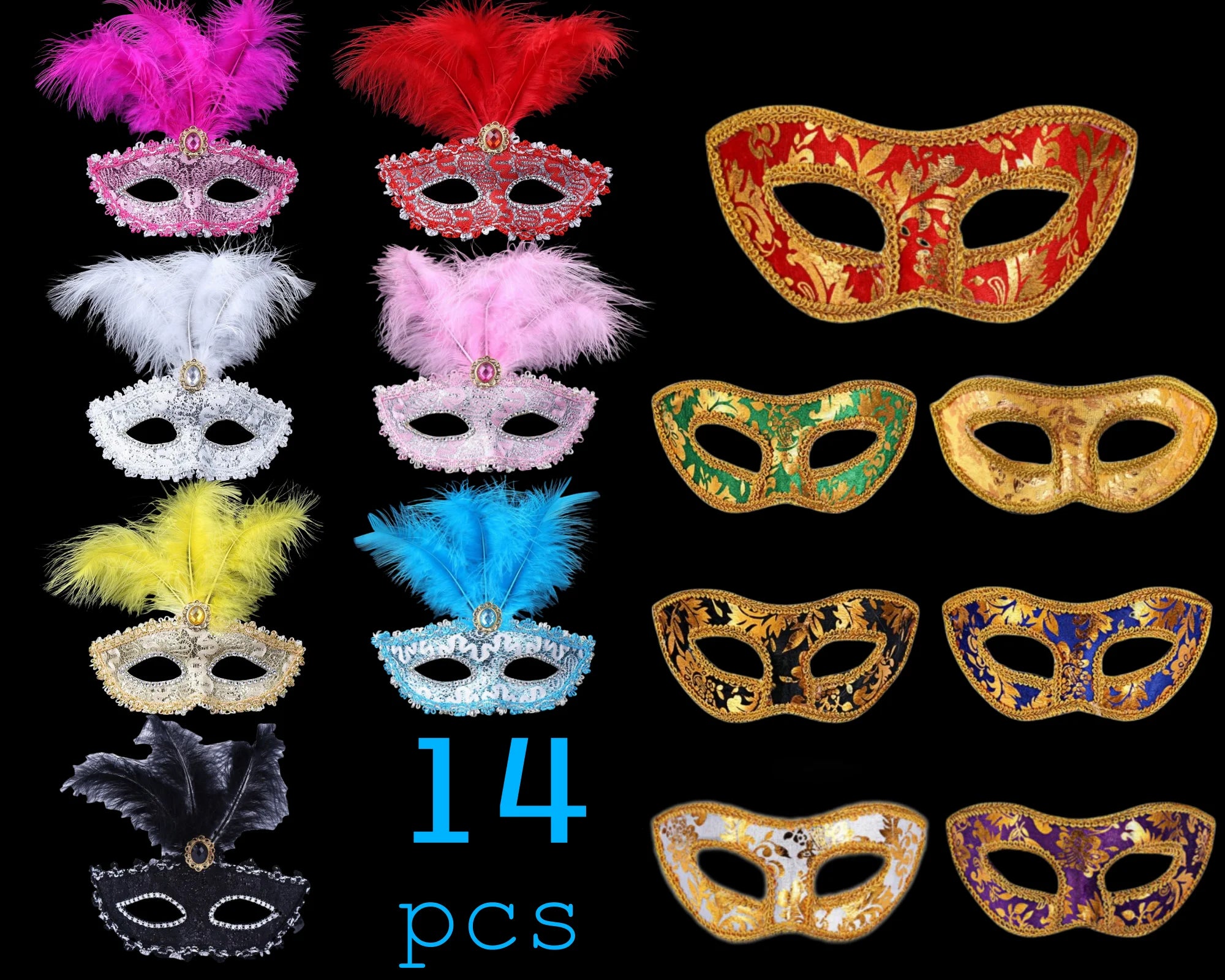 14-56pcs Mardi Gras Masks Masquerade Mask Vintage Antique Masks 14 Stlyes Venice Mask For Carnival Party Club Cosplay Favor