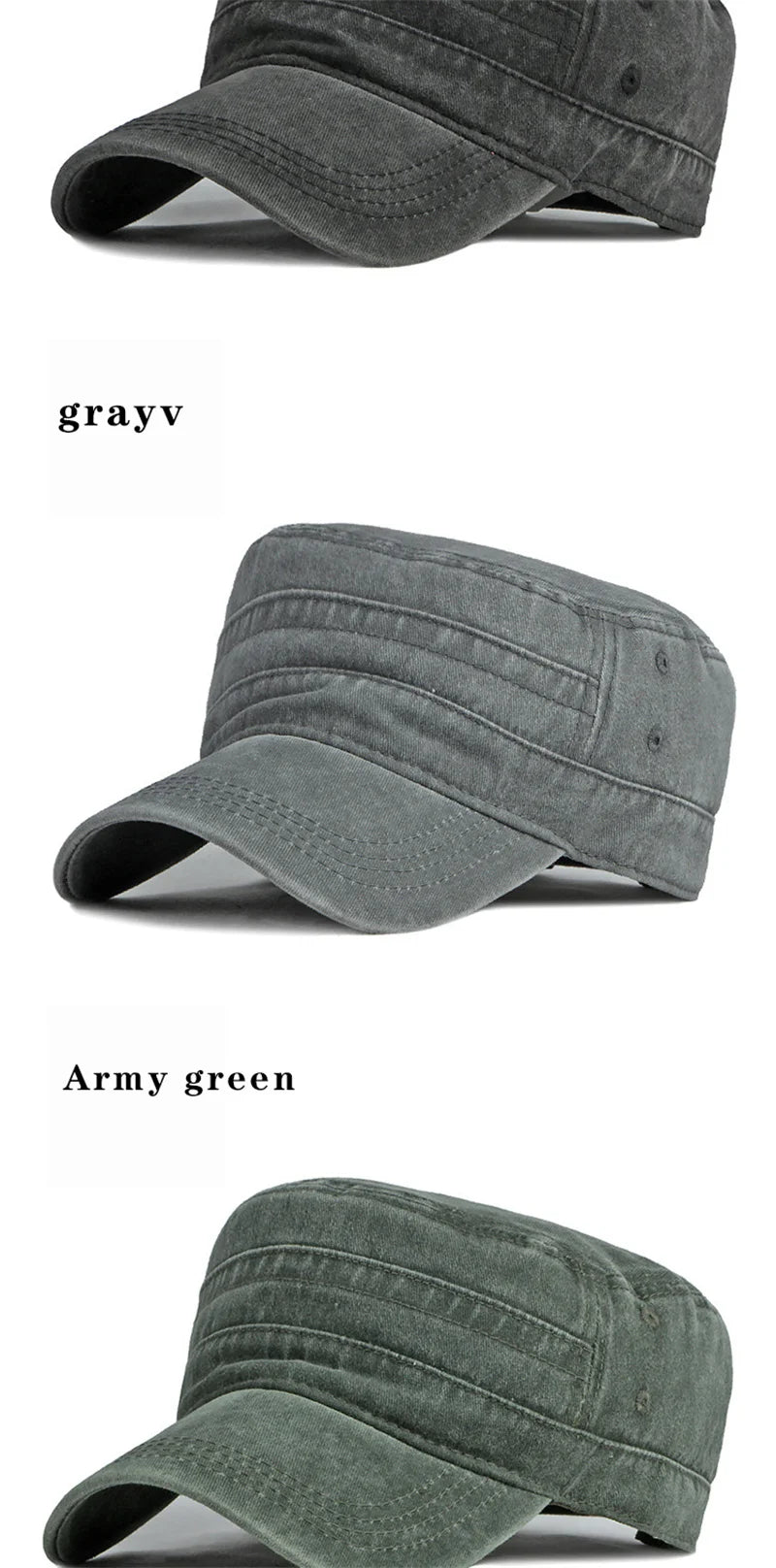 Spring Summer Short Brim Army Hat Men Women Outdoor Retro Washed Cotton Big Head Sunshade Flat Caps Military Cap Fishing Hats