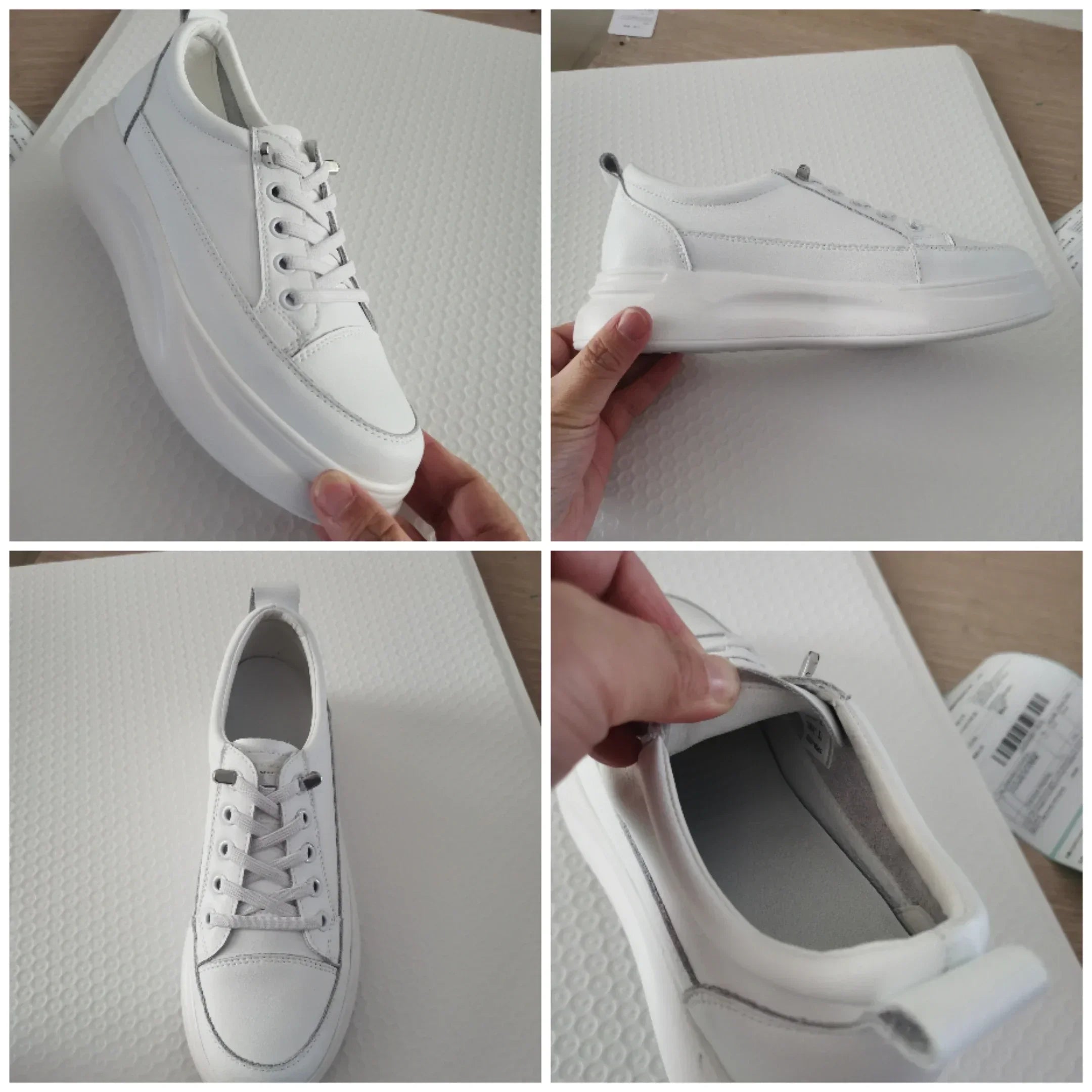 Fujin 4.5cm Genuine Leather Women Shoes Platform Flats Breathable Women Mesh Shoes White Sneakers Spring Autumn Summer Shoes