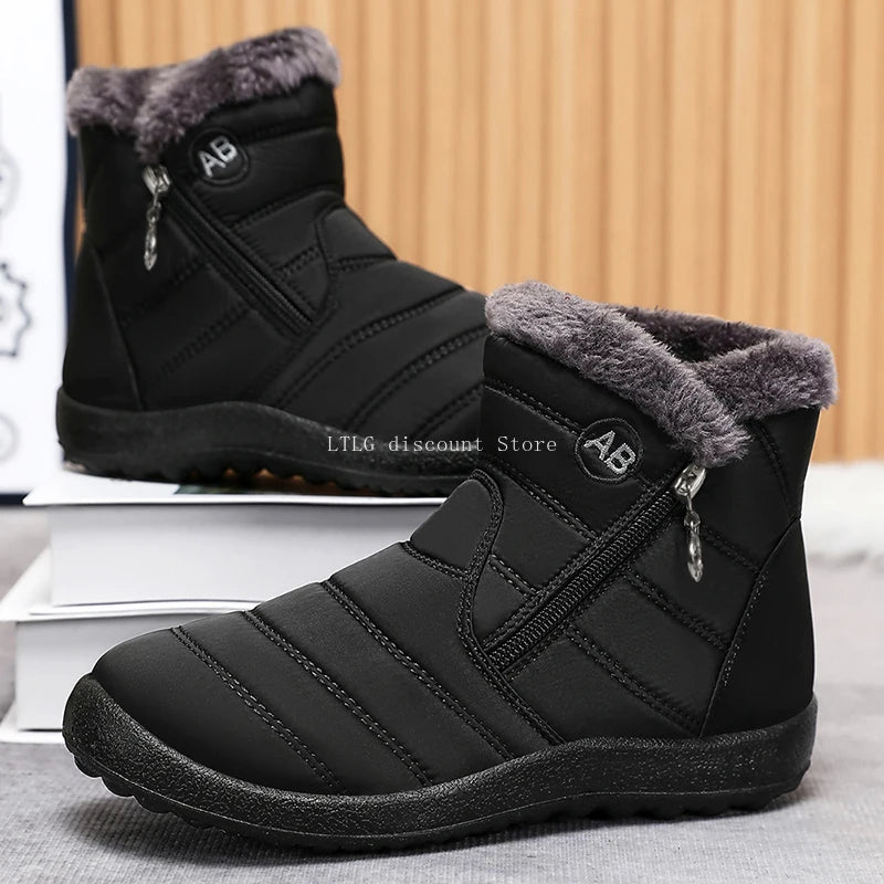 Women's Boots Women's Ankle Boots With Fur Winter Shoes Women Low Heels Winter Boots Snow Waterproof Botas Mujer Winter Footwear