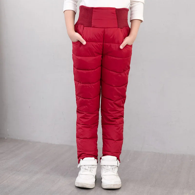 Boys and Girls Winter Clothes High Waist Cotton Padded Thick Warm Trousers Kids Waterproof Ski Pants 2-12 Years