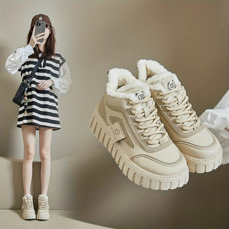 2026 New Winter woman boots  Fashionable Versatile High Top Shoes Thick Soled Casual Comfortable Women's Shoes