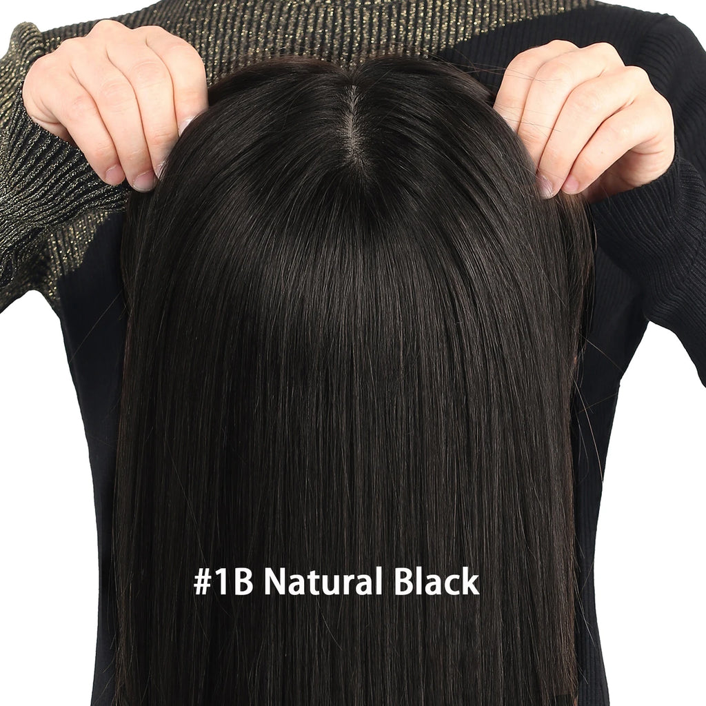 Silk Base Wig Brown 100% Human Hair Wig with Bangs 6x6“ Real Virgin European for Women 24”Raw Hair with PU Around Everyday Wear