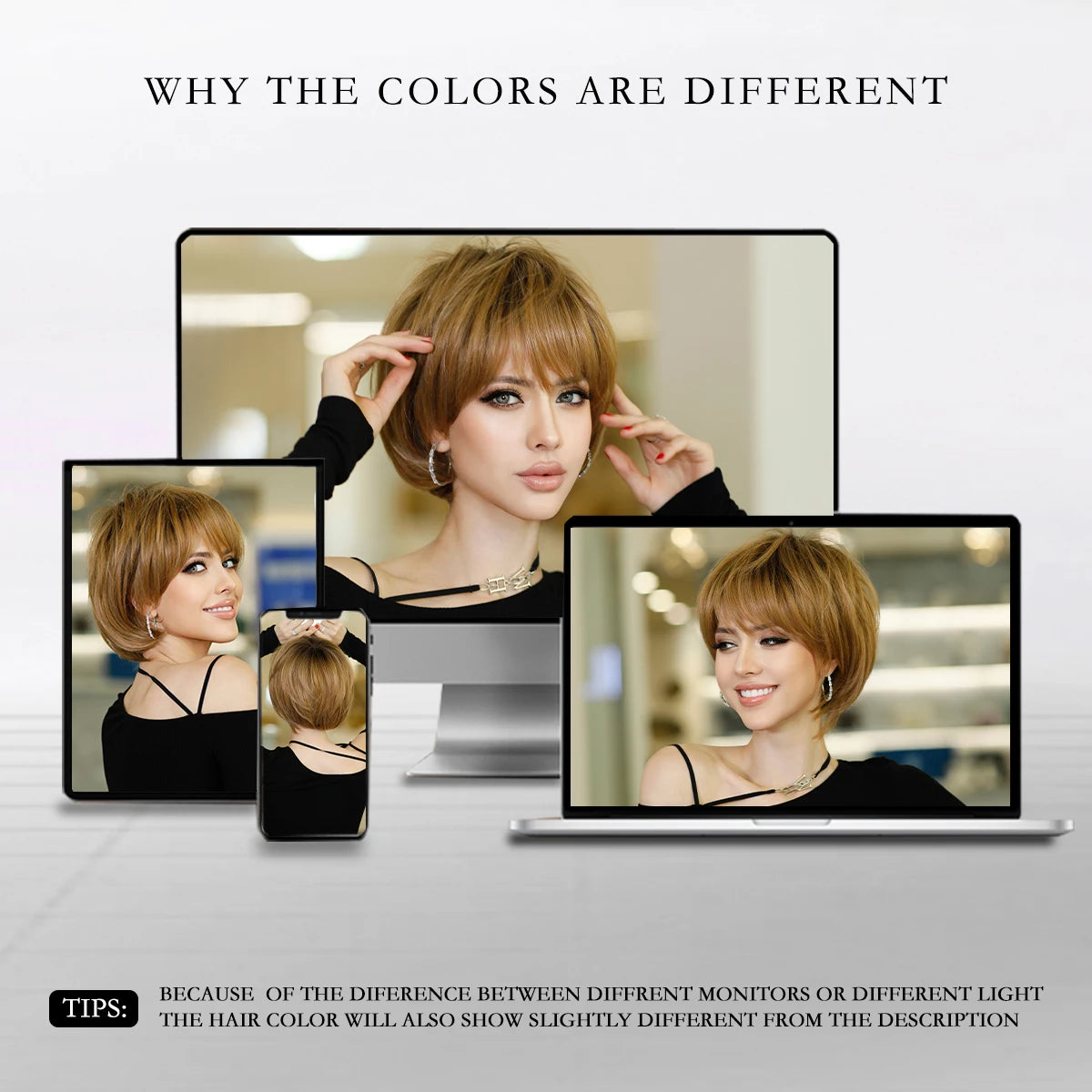 7JHH WIGS Short Bob Wig Ombre Blonde Wig for Women Daily Party Natural Synthetic Hair Wig with Bangs Heat Resistant Fiber