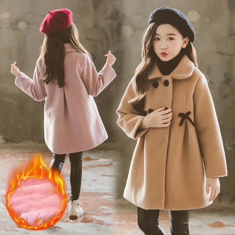 Girls'  coat winter children's medium and long thickened warm  coat children's clothes