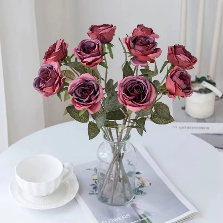 Artificial Flowers Silk Roses Wedding Bridal Bouquet Festival Outdoor Garden Home RoomTable Decor DIY Gift Box Hotsale Scrapbook