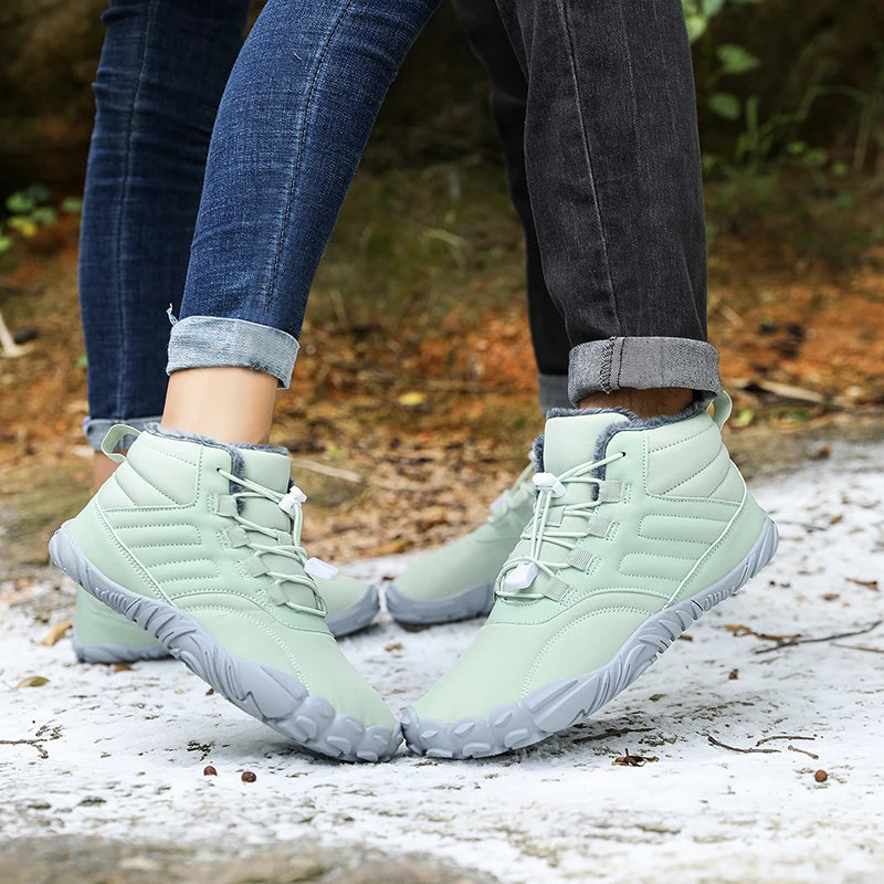 Winter Warm Running Barefoot Shoes Women Men Rubber Camping Sneakers Waterproof Non-Slip Breathable for Outdoor Walking