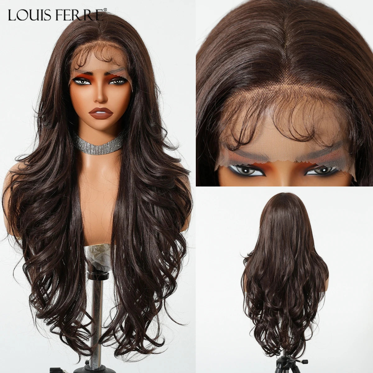 Brown Blonde Highlight Wigs 13*4 Lace Front Wig For Women Daily Party Long Layer Synthetic Hair Heat Resistant Natural Hairline