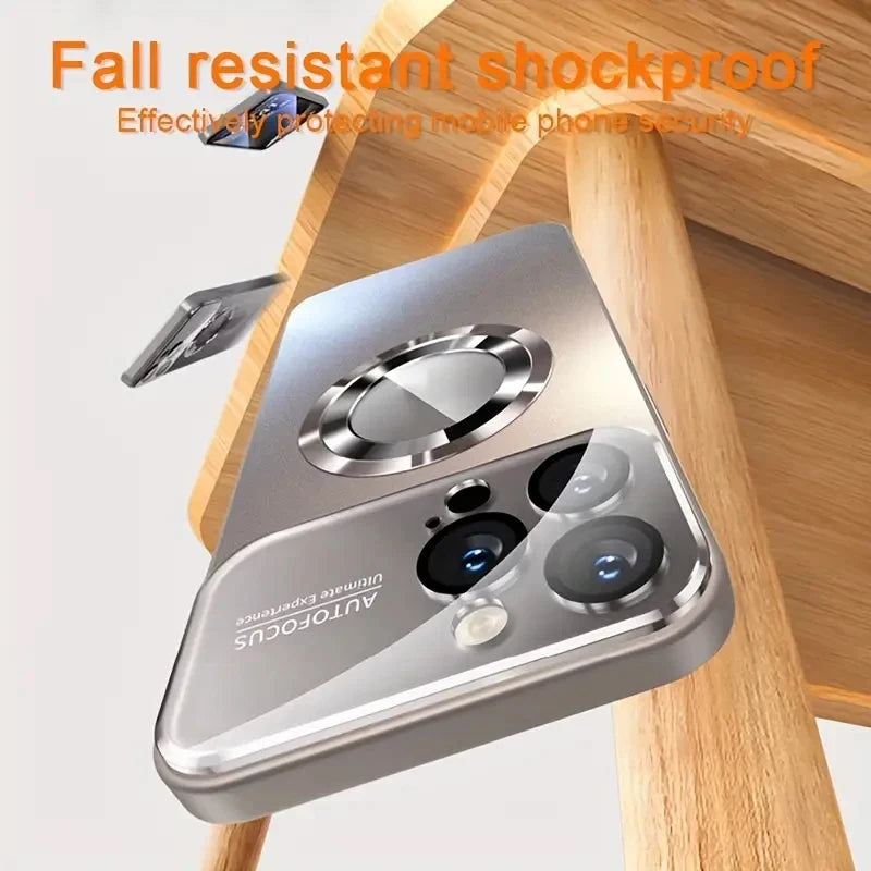 New Titanium Magnetic Phone Case for iPhone 17 16E 16 15 14 11 13 12 Pro Max Matte Wireless Charging Protection