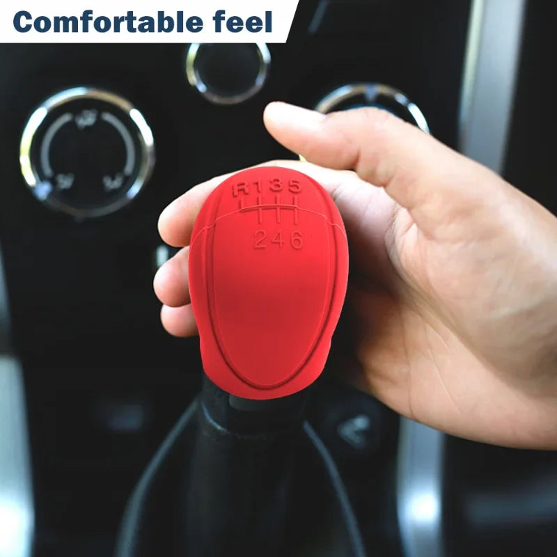 Car Silicone Gear Shift Knob Cover Gear Shift Non-Slip Grip Handle Protective Covers Manual 6-speed Car Interior Accessories