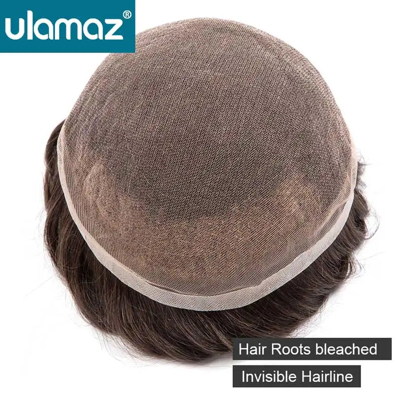 Male hair Prosthesis Full Lace Men's Wig Double Knots Man Wig Human Hair Toupee Breathable Hair System For Man Hair Prosthesis