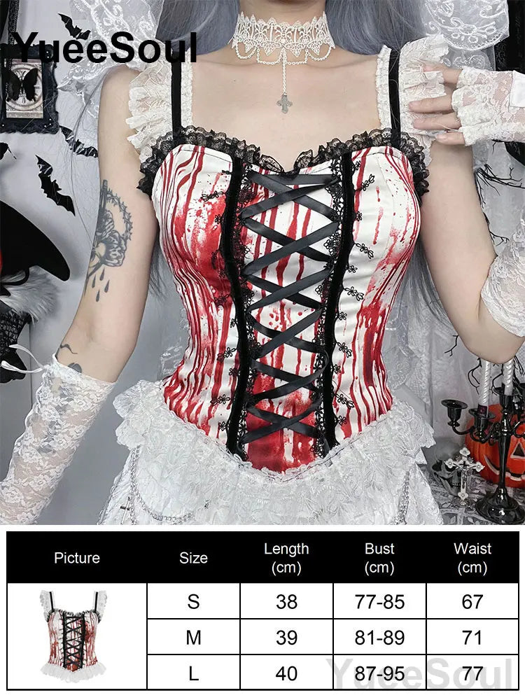 Gothic Crop Tops Black Spaghetti Strap Mesh Slim Corset Tops 2026 New Goth Punk Grunge Fairy Core Sexy Y2K Halloween Clothing