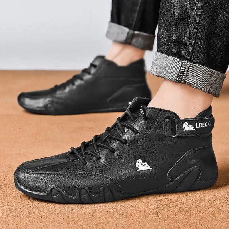 Men Boots Casual Motorcycle Winter Shoes 2026 Waterproof High Top Sneakers Luxury Footwear