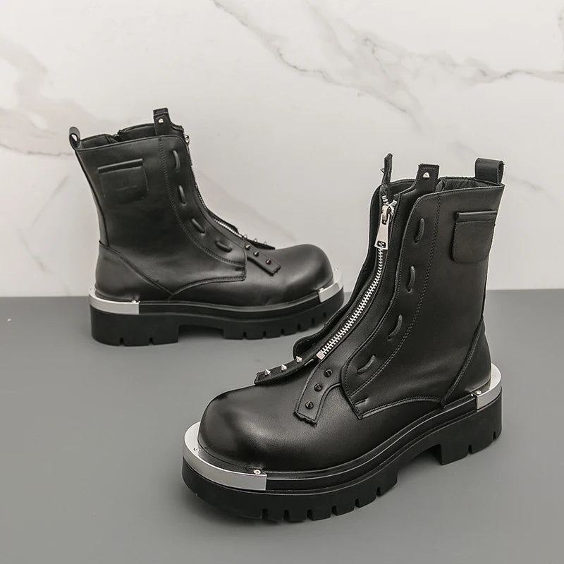 Winter Men Business Chelsea Shoes Black Men Long-sleeved Thick-soled Anti-slip Brand Warm Boots Outdoor Training Boots Men