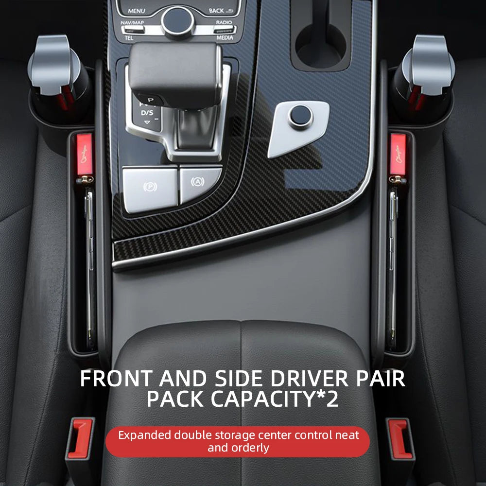 Multifunction Car Seat Gap Leak-proof Storage Bag  PU Leather Seat Slot Organizer Box For Car Seat Gap Filler With Cup Holder