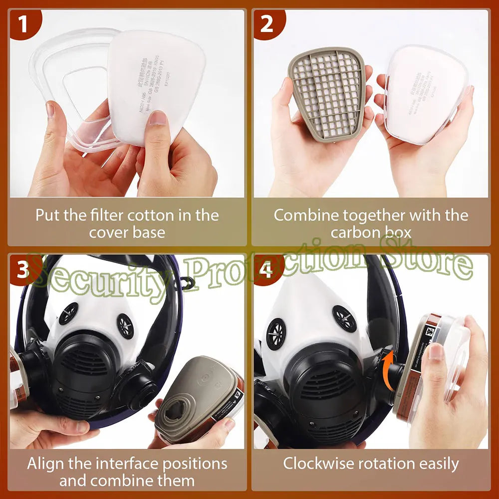 Gas Masks Survival Nuclear and Chemical - Reusable Full Face Respirator Gas Mask with Activated Carbon Filter