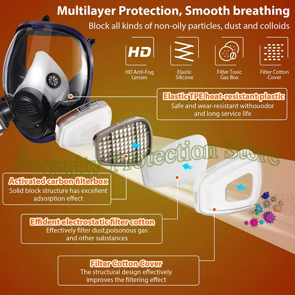 Gas Masks Survival Nuclear and Chemical - Reusable Full Face Respirator Gas Mask with Activated Carbon Filter
