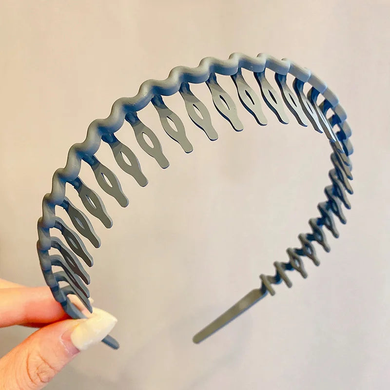 Elegant Solid Color Wave Hairbands For Women Trendy Toothed Non-slip Hair Combs Hair Accessories Girl Face Wash Sports Headbands