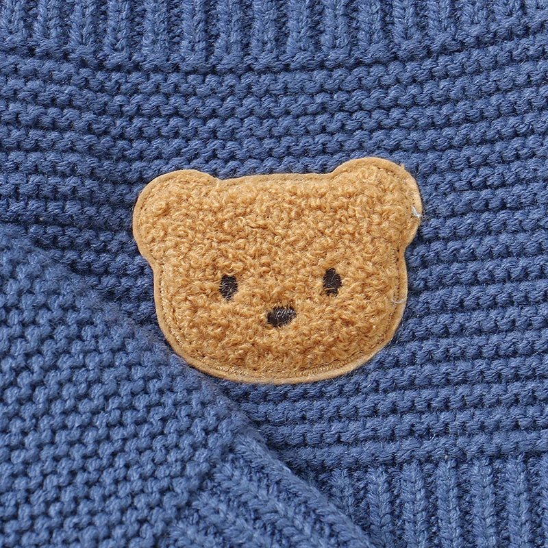 Winter Baby Clothes Sets Blue Long Sleeve Knitted Newborn Boy Sweaters Jackets+Rompers Outfits 0-18m Infant Outwear Costume