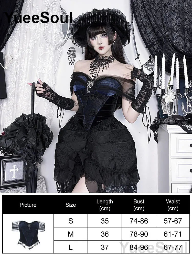 Gothic Crop Tops Black Spaghetti Strap Mesh Slim Corset Tops 2026 New Goth Punk Grunge Fairy Core Sexy Y2K Halloween Clothing