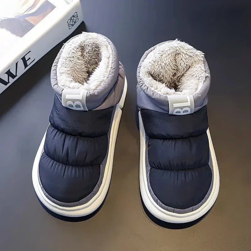 Snow Boots Men's Shoes Winter New Fashion Platform Indoor Plush Thick Cotton Boots Waterproof Anti Slip Down Warm Cotton Shoes