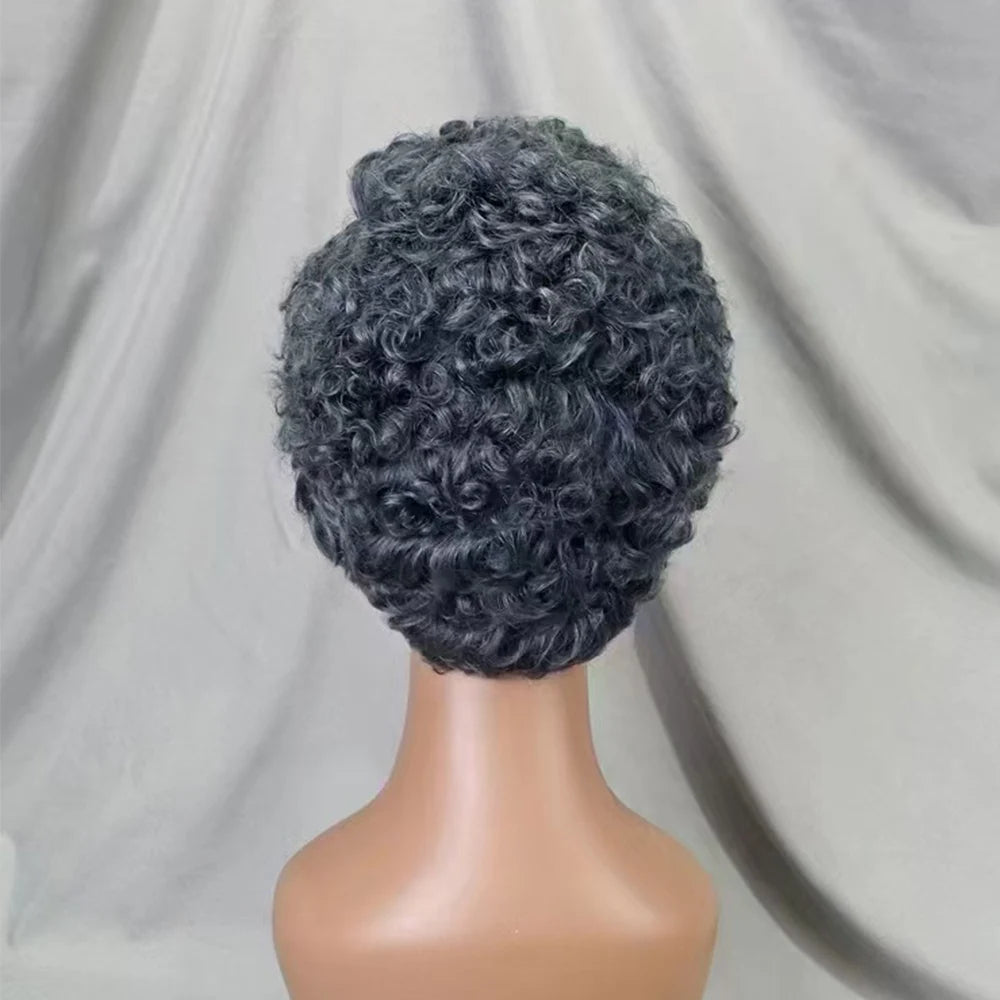 13x4 Lace Frontal Short Pixie Cut Curly Wave  Human Hair Wigs 180% Density 13x4 Lace Front Human Hair Wig for Black Women
