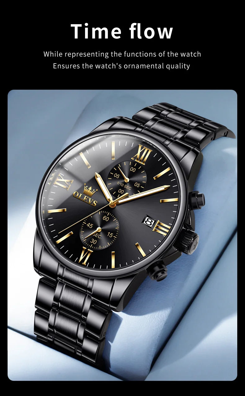 OLEVS 2886 Mens Watch Business Luxury Quartz Watch Waterproof Luminous Watch For Man  Multifunctional Chronograph Watch Original