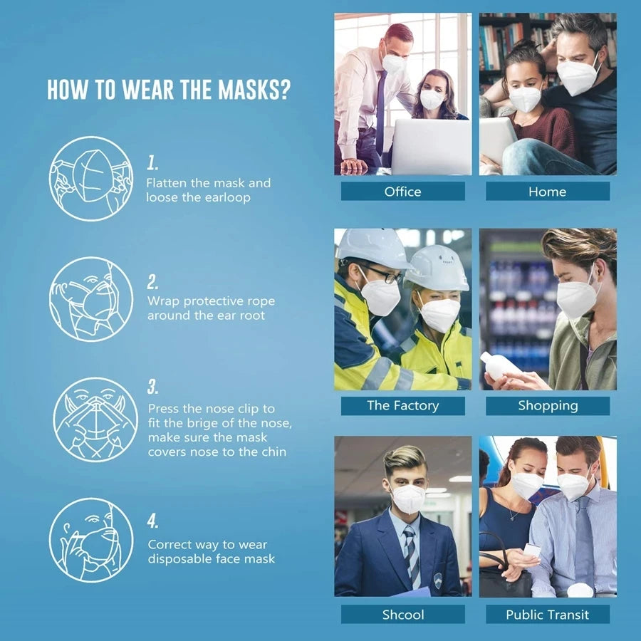 10-100Pcs FFP2 Masks KN95 Mascarillas 5 Layers Filter Homologada Face Masks Protective Mouth Mask CE FFP2MASK Respirator Masque
