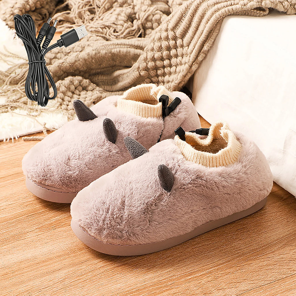 Heated Feet Warmer USB Foot Warmers Winter Shoes Plush Cute Removable And Washable Slippers