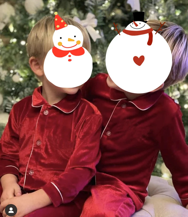 Mudbala 2025 Red Velvet Luxury Pajama Sets For Women Men Kids Boys And Girls Family Matching Christmas Pyjamas With Eye Masks