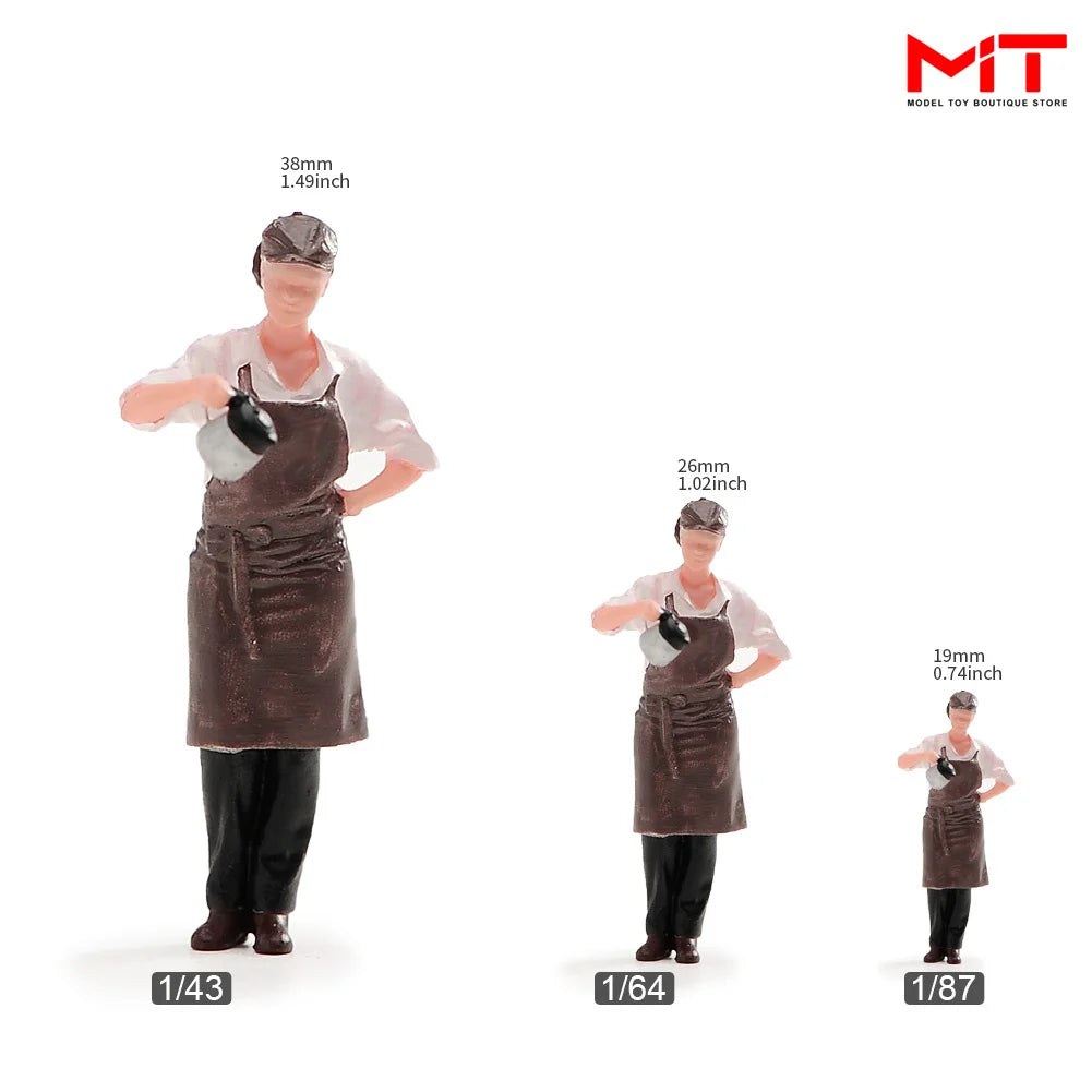 Miniature Figurines 1/87 1/64 1/43 1/24 Restaurant Waiter Diners Smoking Man Model Scene Figure DIY Creative Photography Props