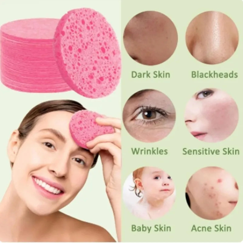 50-100 PCS Compress Face Wash Puff Natural Wood Pulp Sponge Face Wash Puff Foaming Face Puff Cosmetic Puff Face Cleansing Sponge