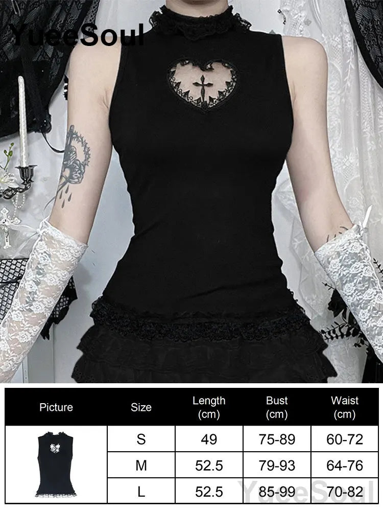Gothic Crop Tops Black Spaghetti Strap Mesh Slim Corset Tops 2026 New Goth Punk Grunge Fairy Core Sexy Y2K Halloween Clothing