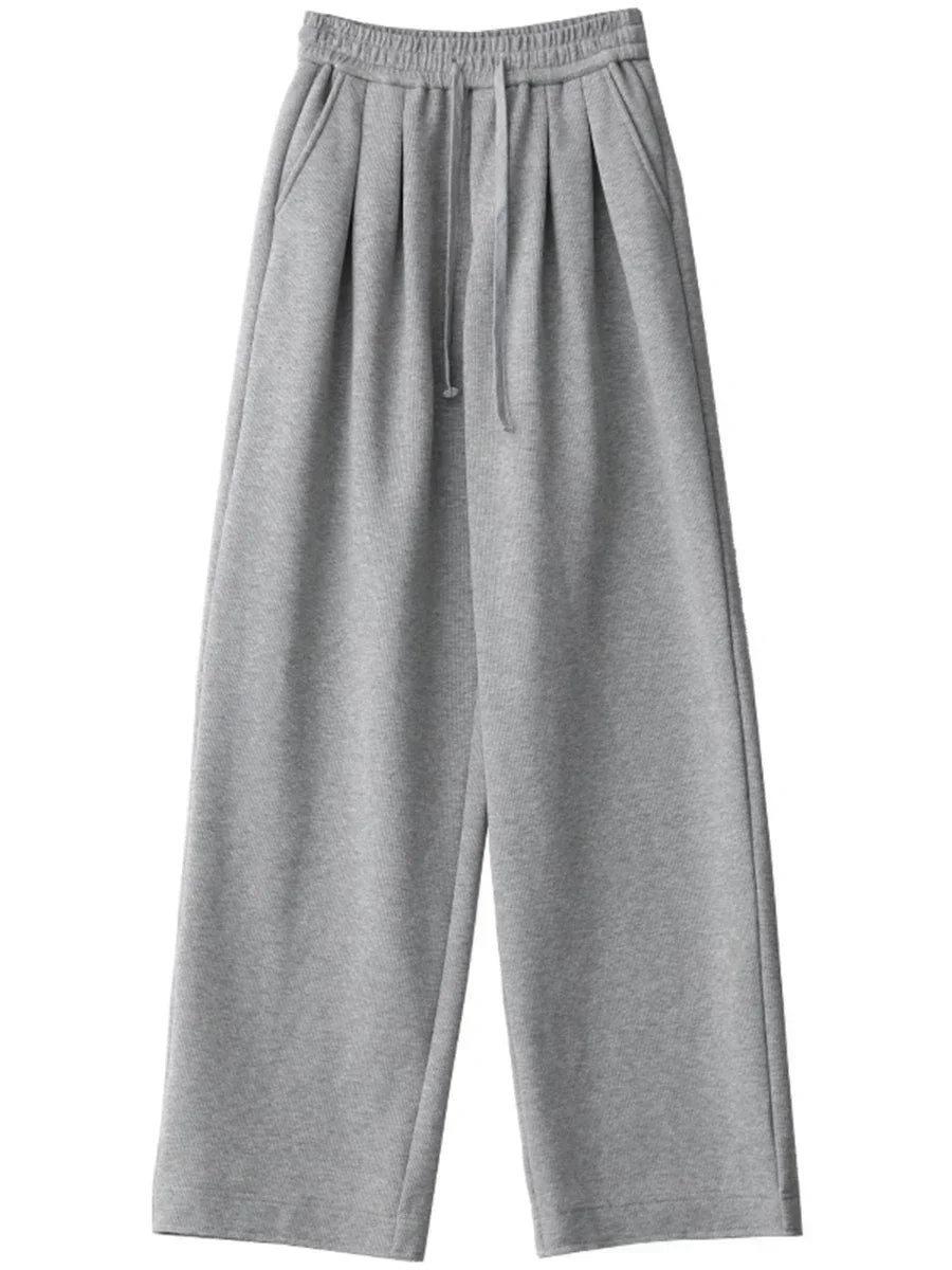 CHIC VEN Women's Pant Streetwear Solid Loose New Drawstring Sports Casual Trousers High Waisted Pants Autumn Winter 2026