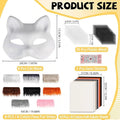 43 Pcs DIY Therian Mask Kit Half Face Hand-painted Cat Mask DIY Masks Blank White Cat Mask for Carnival Masquerade Cosplay Party