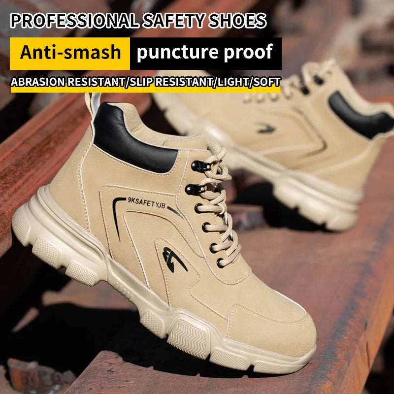 Winter Plush Work Boots For Men Ankle Anti-smash Anti-puncture Safety Shoes Steel To Protective Male Footwear Indestructible
