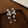 Simple Water Droplet Pearl Ear Clips for Women Wedding Party Vintage Long Elegant Round Clip on Earrings Non Piercing Geometry